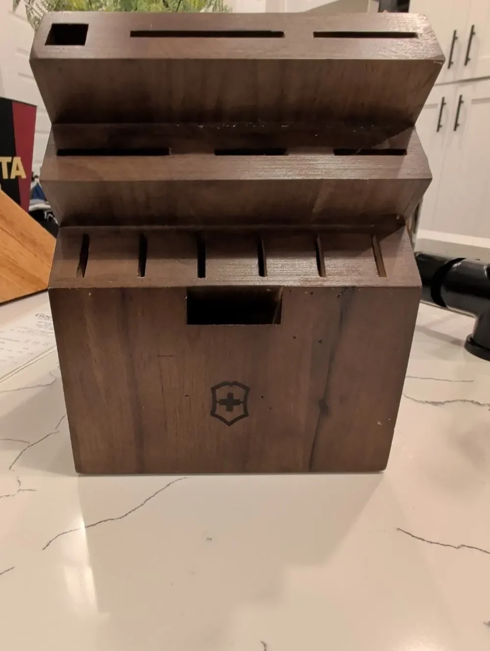Victorinox Swiss Army Wooden Knife Block Empty 11 Slot Dark Wood Storage Holder